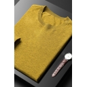 Casual Men's Sweater Plain Round Neck Long Sleeve Loose Fit Sweater