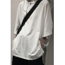 Simple Mens Tee Top Pure Color Half Sleeve Round Neck Loose Fit Tee