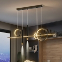 Modern Style 6-Light Island Pendant with Ring Linear Metal LED Island Light for Dining Room