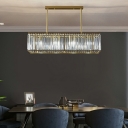 Contemporary Style Rectangular Island Pendant Light with Crystal Chandelier Lights for Entry or Living Space