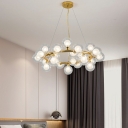Postmodern Style Bubbles Pendant Chandelier Glass Living Room Bedroom Hanging Light in Gold/Black