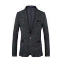 Basic Mens Jacket Suit Plain Long Sleeves Single Button Pocket Detail Slim Fitted Suit