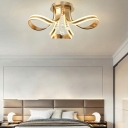 Petal Shape Flush Ceiling Light 3 Lights Modern Nordic Crystal and Iron Shade Light for Living Room