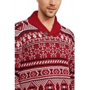 Retro Men's Sweater Tribal Pattern Shawl Collar Long Sleeves Slim Fitted Pullover Sweater