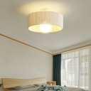 Contemporary Ceiling Light Bamboo Rattan Shade 1 Head LED Light Ceiling Mount Semi Flush for Tearoom