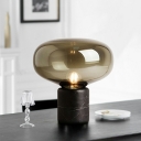 Glass Oblong Table Light Modern 1 Head Nightstand Lamp with Black Tube Marble Base