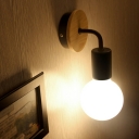 Single Light Simplicity Wooden Backplate with Open Bulb Design Cafe Shop Restaurant Wall Sconce