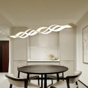 Acrylic Linear Island Pendant Modern Dining Room White Wave Design LED Island Light