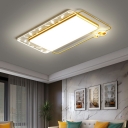 LED Ceiling Light Acrylic Shade Minimalism LED Geometric Flush-mount Lamp with Feather pattern