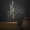 Modern Style Crystal Pendant 3 Lights Metal LED Hanging Light for Living Room