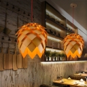Modern Style LED Pendant Light Pine Cones Wood Creativity Hanging Light for Dinning Room Restaurant