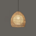 Southeast Asia Rattan Pendant Light Modern and Simple Style Birdcage Shaped Hanging Light for Dinning Room