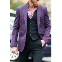 Elegant Men's Waistcoat Solid Color Button Up V-Neck Sleeveless Regular Fit Waistcoat