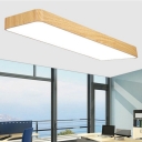 Linear Flush Mount Light Contemporary Modern Wood and Acrylic Shade LED Light for Office