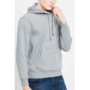 Stylish Mens Hoodie Plain Pocket Decoration Drawstring Fitted Long Sleeves Pullover Hoodie