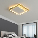 Modern LED Feather Close to Ceiling Light Acrylic Shade Geometric Semi Flush Mount for Sleeping Room