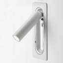 Cylinder Metallic Sconce Modernism Warm Light LED Wall Light Fixture with Rectangle Backplate