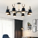 Black Chandelier Lighting Fixtures 8-Light Buckhorn Art Deco for Bedroom Pendant Lighting