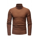 Popular Guy's Sweater Jacquard Print High Neck Long Sleeve Slim Fitted Pullover Sweater