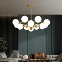 Modernist Chandelier 12 Head Glass Hanging Lamps for Living Room Bedroom