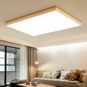 Rectangle Flush Mount Lamp Modern Wood and Arcylic Shade LED Ceiling Light for Kitchen