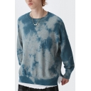 Guys Fancy Sweater Tie Dye Pattern Long Sleeve Round Neck Regular Fitted Pullover Sweater