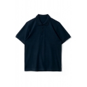 Comfy Mens Polo Shirt Whole Colored Button Half Closure Loose Short Sleeve Polo Shirt