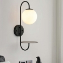 Single-Bulb Frosted Glass Globe Wall Light Modernism Stair Hallway Wall Sconce Light