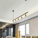 Linear Chandelier Metal Industrial Style 5 Lights Table Hanging Light Fixture,Black