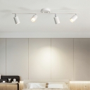 White Tube Living Room Ceiling Track Lighting Metal Modernism Semi Flush Light Fixture with Iron Shade