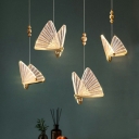 Arcylic Butterfly Chandelier Metal LED Dining Room Pendant Light with 79