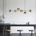 Contemporary Wrought Iron Island Pendant Light Sputnik Glass Island Light in Gold for Dining Room