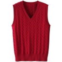 Casual Mens Knit Vest Pure Color Sleeveless V-Neck Regular Fit Vest
