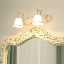 Traditionalism Style Milk Glass Vanity Light Fixture Metal Bell Shape Bathroom Wall Mounted Light