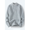 Basic Men's Sweater Solid Color Mock Neck Long Sleeves Regular Fit Sweater