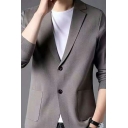 Guys Creative Cardigan Plain Pocket Detailed Lapel Collar Relaxed Long Sleeves Button Up Cardigan