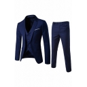 Casual Mens Suit Jacket Solid Color Long Sleeve Lapel Collar Button Placket Slim Fit Suit Jacket