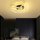 Acrylic Shade Contemporary Ceiling Light Black-Gold LED Light Flush-Mount Ceiling Light