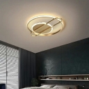 Round Flush Mount Light Fixtures Contemporary Metal and Acrylic Shade Bedroom Light, 2