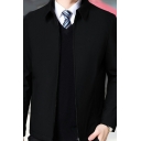 Business Plain Mens Jacket Zip Fly Pockets Detail Turn Down Collar Regular Fit Jacket