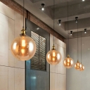 Modern and Simple Pendant Light Globe Glass Retro Minimalisma Hanging Light for Coffee Shop