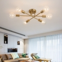 Modern Style Sputnik Semi Flush Mount Light Glass 6 Light Ceiling Light for Bedroom