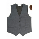 Elegant Men's Suit Vest V-Neck Contrast Insert Sleeveless Slim Fitted Suit Vest