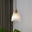1-Light Pendant Light Fixture Contemporary Style Cup Shape Prismatic Glass Hanging Lamp