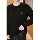 Popular Men's Sweater Logo Pattern Long Sleeves Round Neck Loose Fitted Pullover Sweater