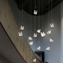 Golden Butterfly Pendant Lighting Postmodern in Warm Light Ceiling Light for Bedroom