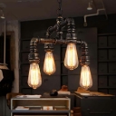 2-Tier Industrial Chandelier Chain Pendant Chandelier Lighting 4 Bulbs for Restaurant in Bronze