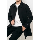 Freestyle Coat Whole Colored Turn-down Collar Single Breasted Long Sleeves Coat for Men