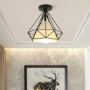 1 Light Flush Mount Light Minimalist Style Diamond Shape Fabric Ceiling Mounted Fixture