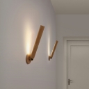 Wooden Linear Flush Wall Sconce Simplicity in Warm Light LED Vanity Wall Light